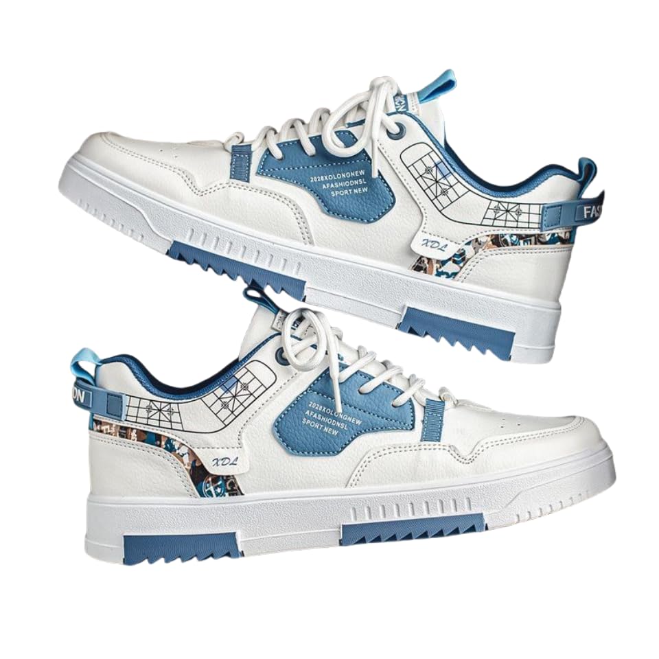 Men's Trendy Lace Up Low Top Casual Shoes Pattern Solid Comfy Outdoor Sneakers,Skater Shoes for Men