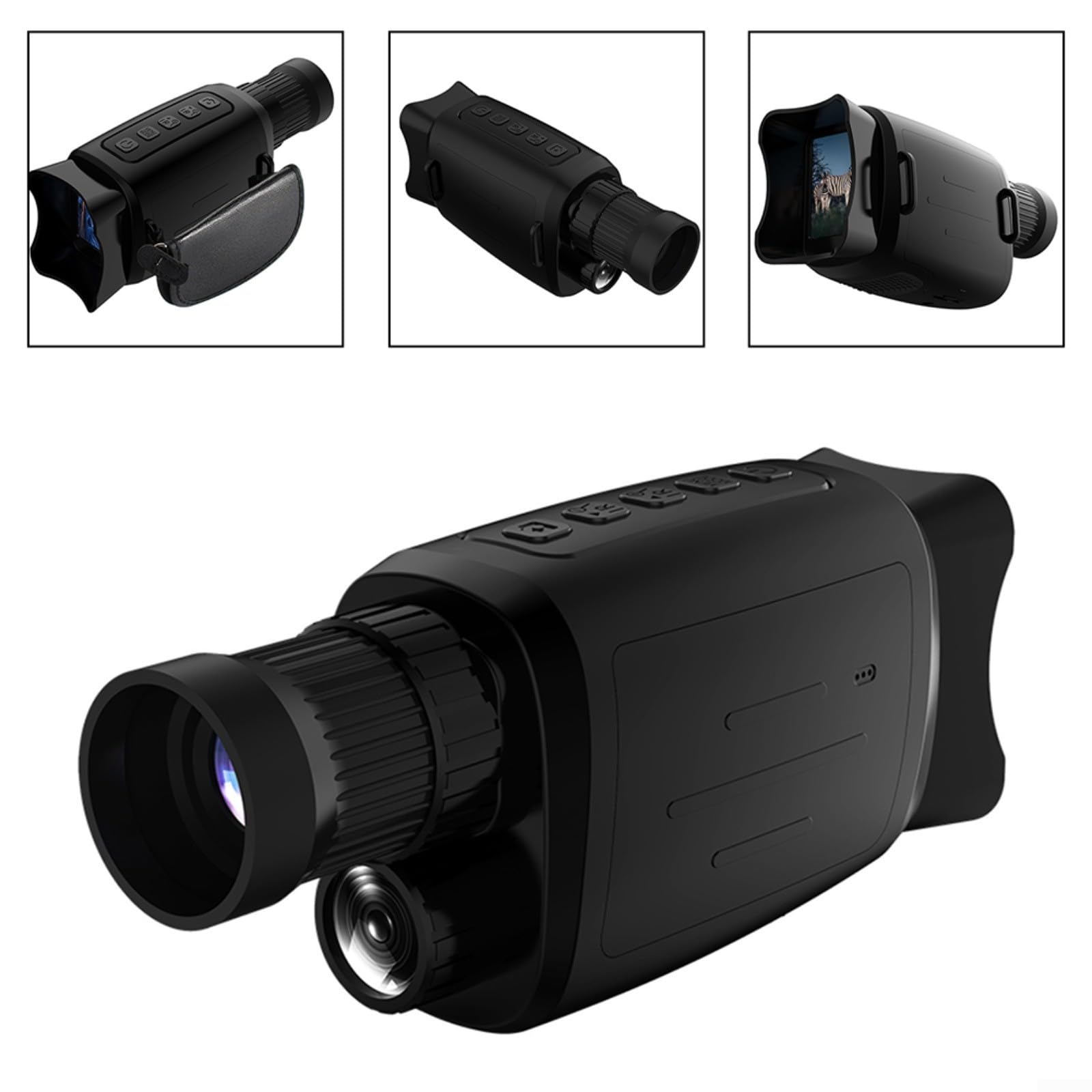 Monocolo di visione notturna da 800 m con zoom digitale 16x, infrarossi regolabile da 3 W e display HD 1080p, design resistente alle intemperie in ABS per caccia/campeggio, intervallo di funzionamento