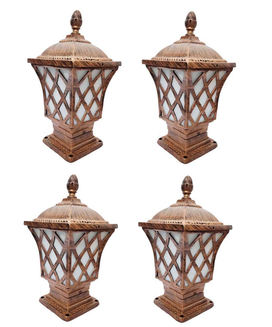 Antique Outdoor Gate Light Set of 4 – Vintage Bronze Exterior Pillar Lamps for Garden, Main Gate, & Driveway – Weather-Resistant Traditional Column Lighting-picture-29