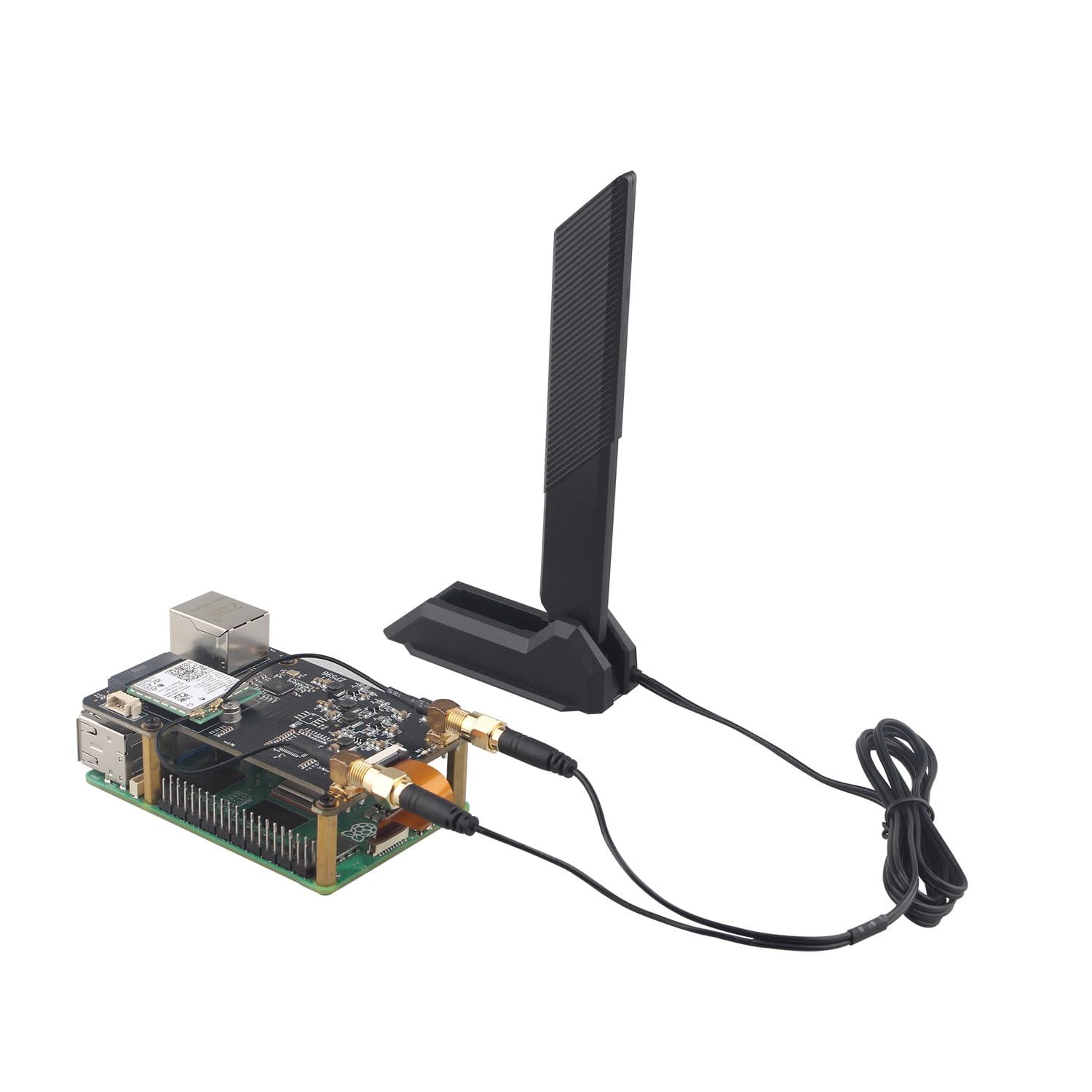 ZDE ZP596C PCIe to M.2 E Key HAT Magnetic Base Antenna WiFi7 6 6E 5 PCIe to 2.5G Ethernet Network Port HAT for Raspberry Pi 5 Support Google TPU WiFi 7 BE200 WIFI6E AX210 MT7922 WIFI6 AX200