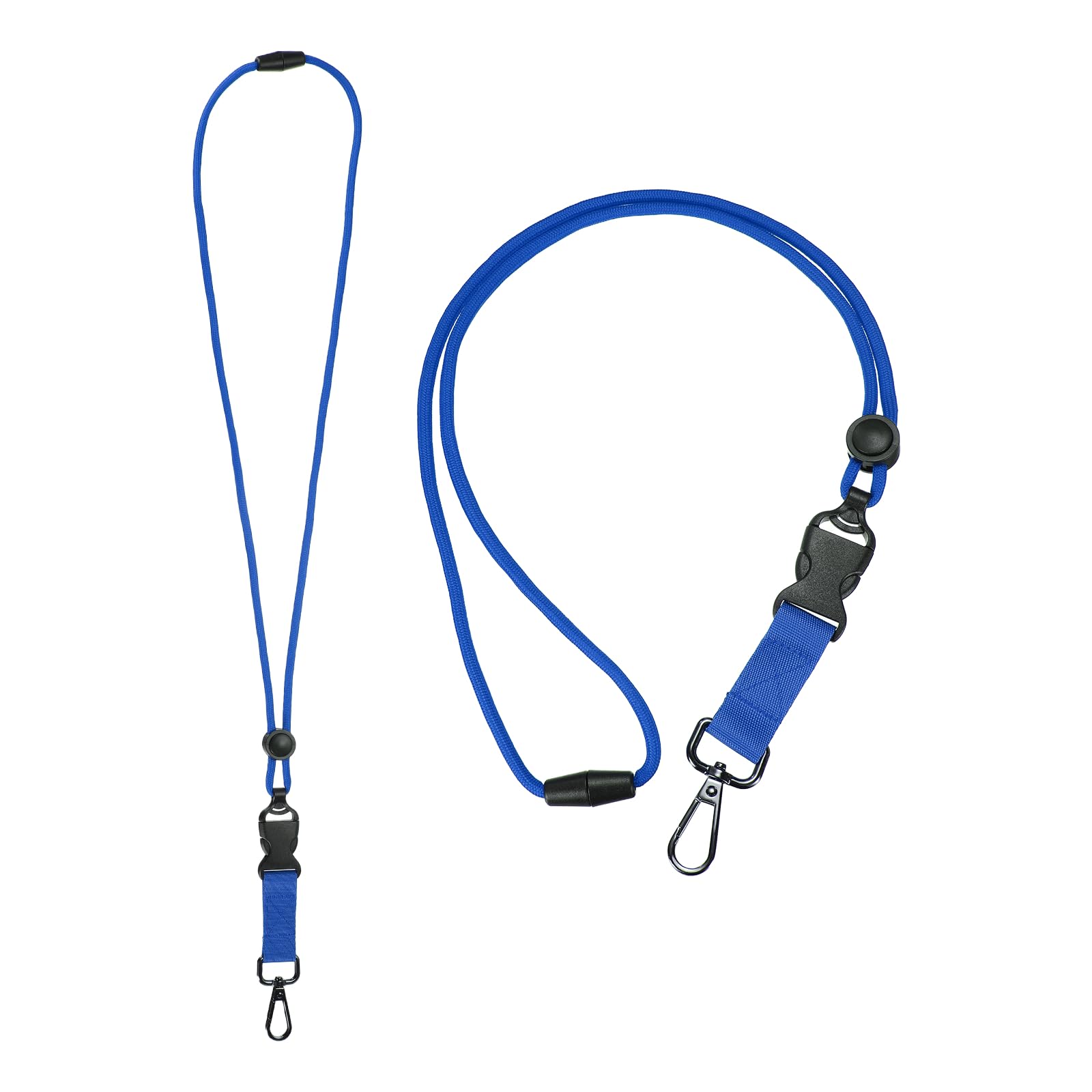 PATIKIL 2Pcs Breakaway Lanyard for ID Badges, Heavy Duty Neck Key Lanyard with Safety Adjustable Buckle and Metal Clip Detachable Round Cord Keychain for Card Key Badge, Blue