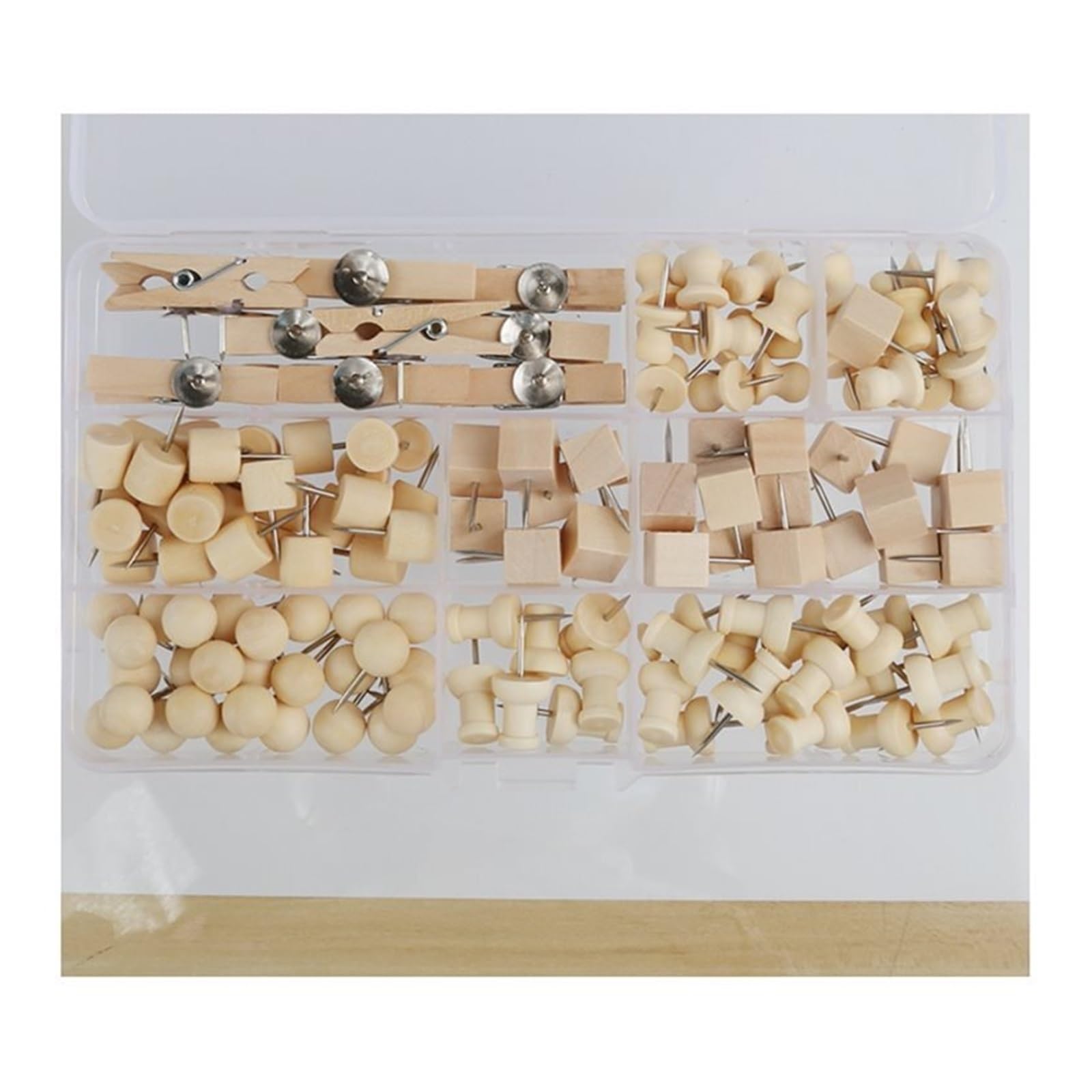 Holz Pinnnadeln Dekorative Reißzwecken aus Holz, 1 Set, Metall for Korktafeln zur Präsentation zu Hause und im Büro