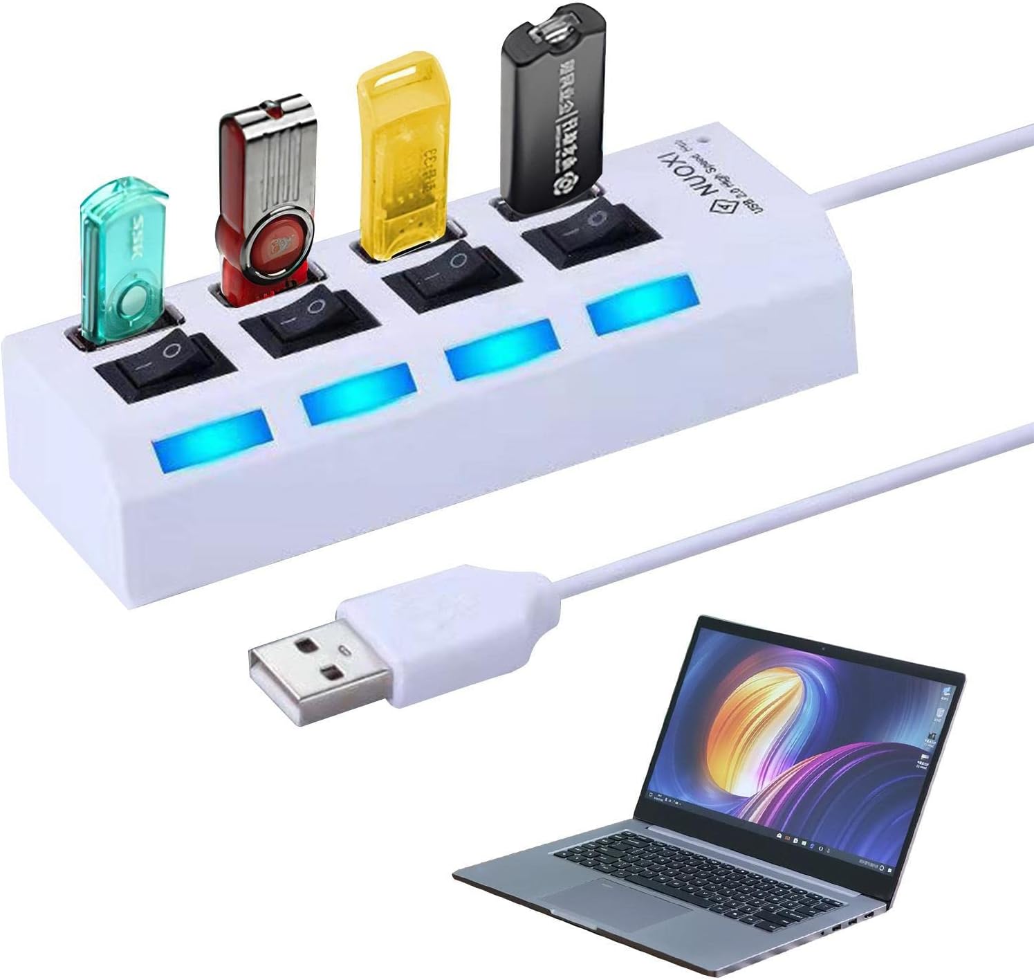 Amazon USB ハブ、高速マルチポート USB スプリッター、ラップトップ用 USB 3.0 ハブ エキスパンダーおよび USB