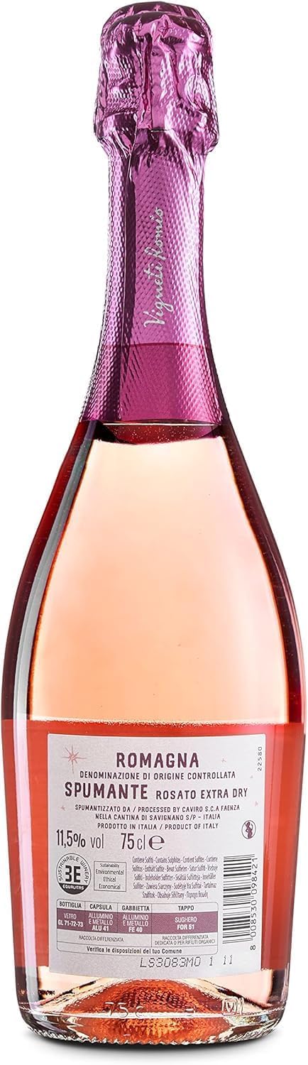Vigneti Romio Vino Spumante Rosato Novebolle Romagna DOC, 11.5 % Vol, Confezione con 6 Bottiglie da 750 ml