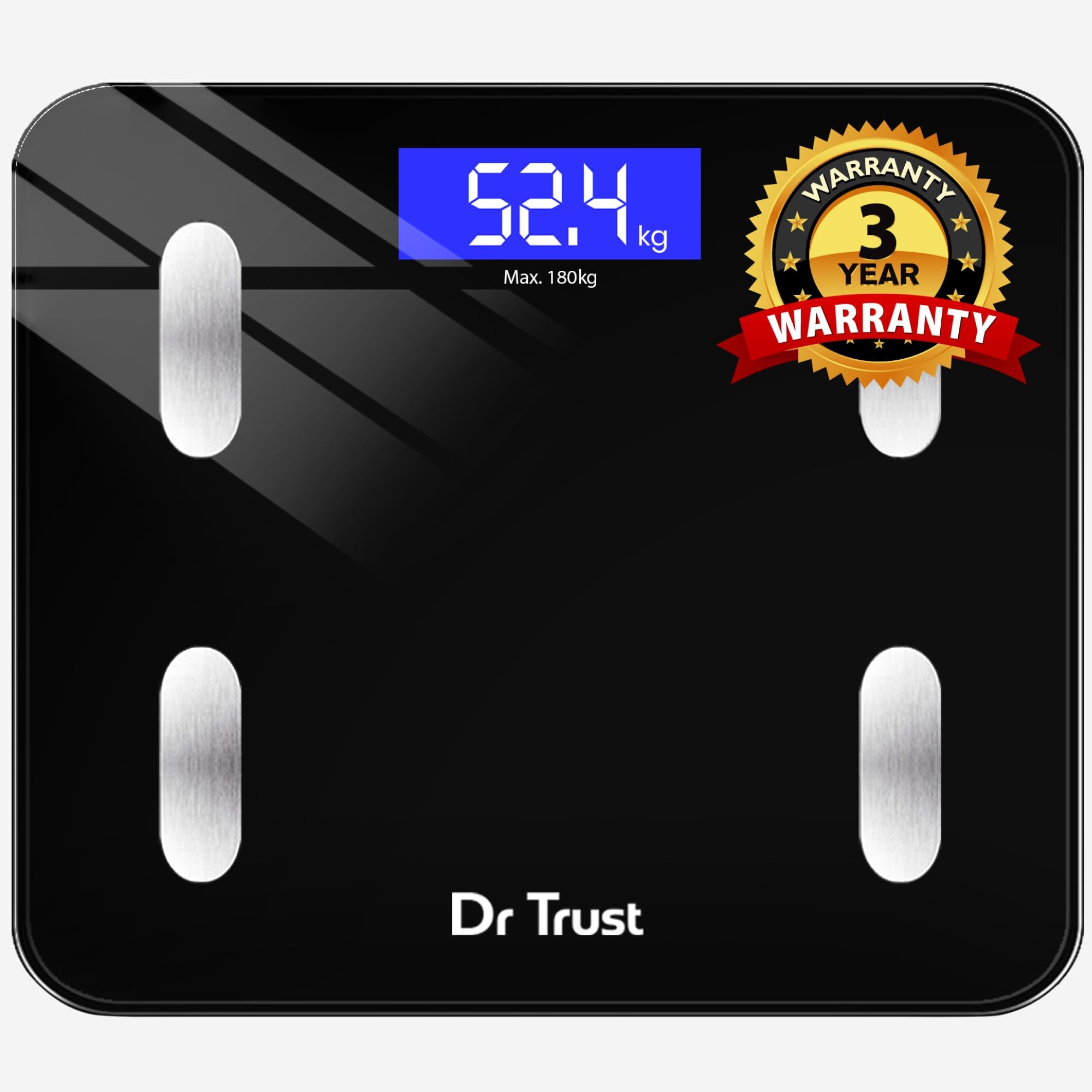 USA 509 Digital BMI Weight Scale with Body Fat Analyzer and Fitness Body Composition Monitor Rechargeable Electronic Weight Machine & Weighing Scale with Mobile App, Bluetooth (Black)