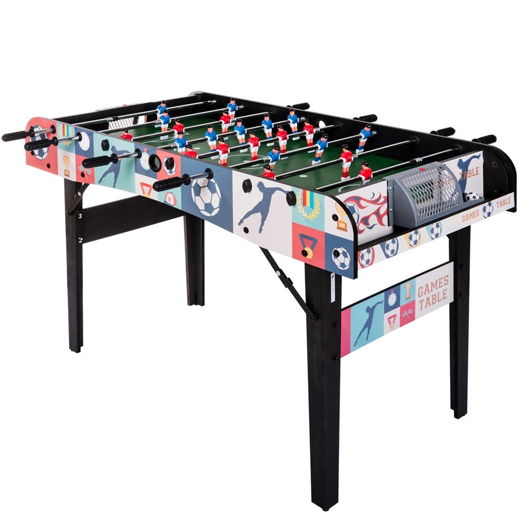hotsizz Futbolín Infantil Plegable Diseño con Barras telescópicas, 121 × 60 × 80 cm, futbolín Apto para Adultos y niños.