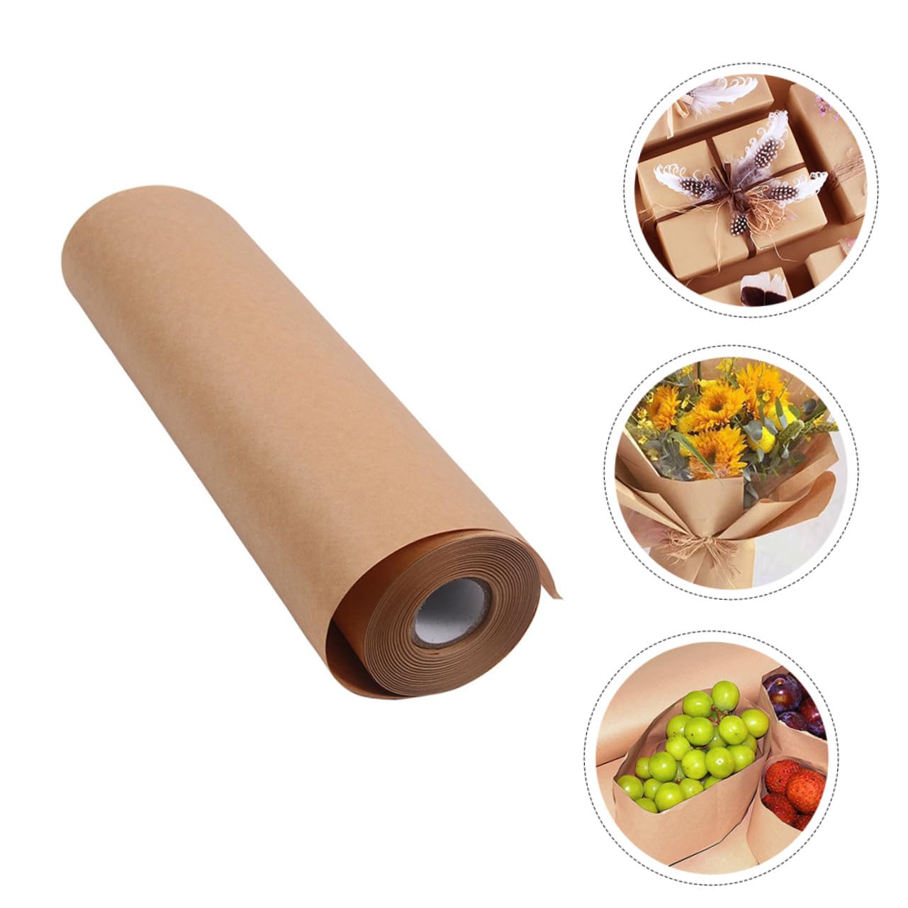 Angoily Papier Solide et Résistant 45 Cm X 30 M Marron Rouleau Kraft pour Emballage Présent et Artisanat Diy pour Protection et Décoration Noël