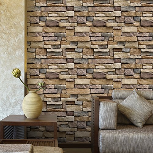 Image of JAAMSO Royals Brown Color Bricks Design Wall Papers for Home, Brick Wallpaper, Home Wallpaper, Bricks Wallpaper for Wall, House Wallpaper, Home Walpaper, Stick Wallpapers for Walls (1000 CM X 45 CM)