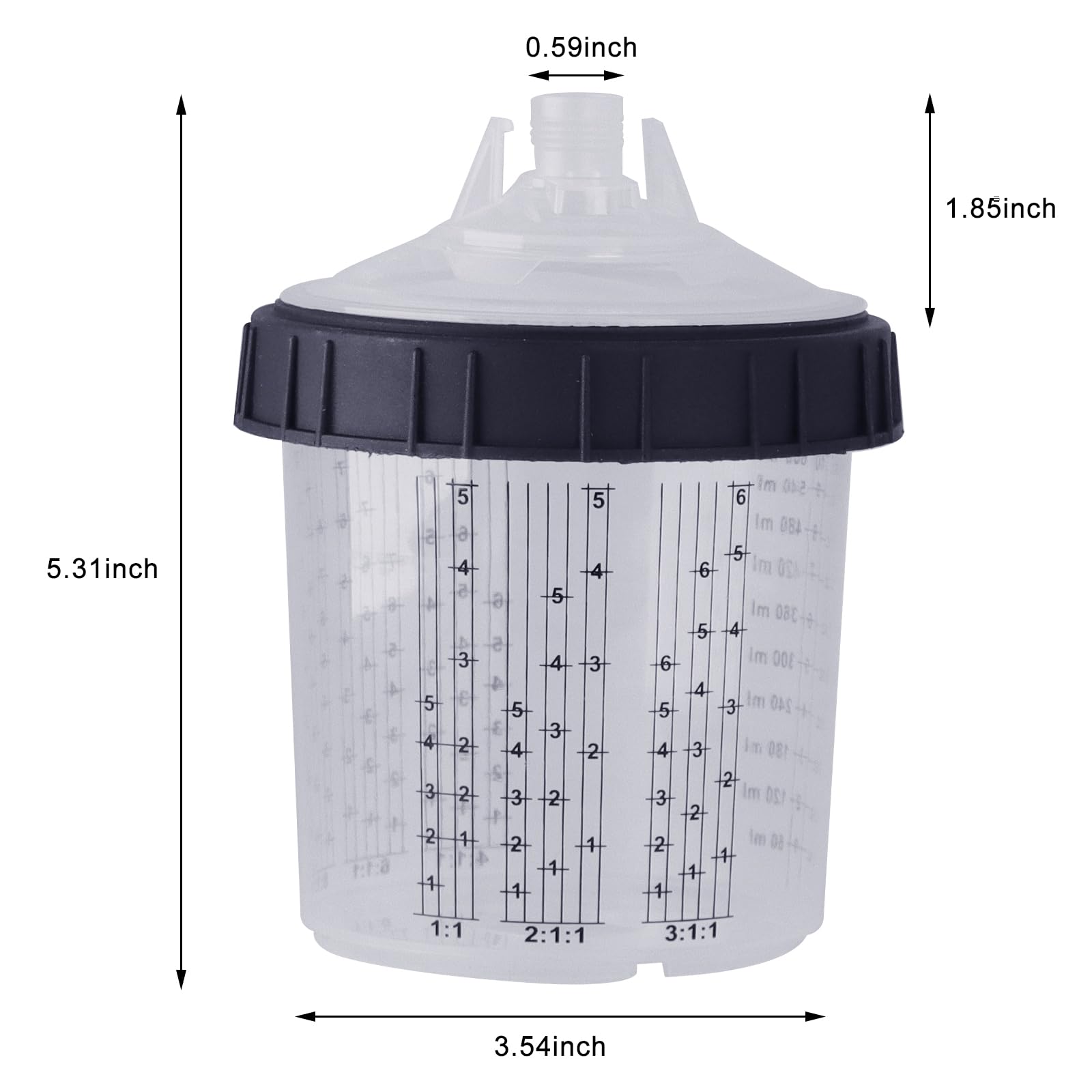 Profesjonalny jednorazowy kubek do mieszania 25 x 600 ml z kubkiem do mieszania wagi, kubek do mieszania farb, kubek z miarką, jednorazowy kubek do mieszania (50, 600 ml)