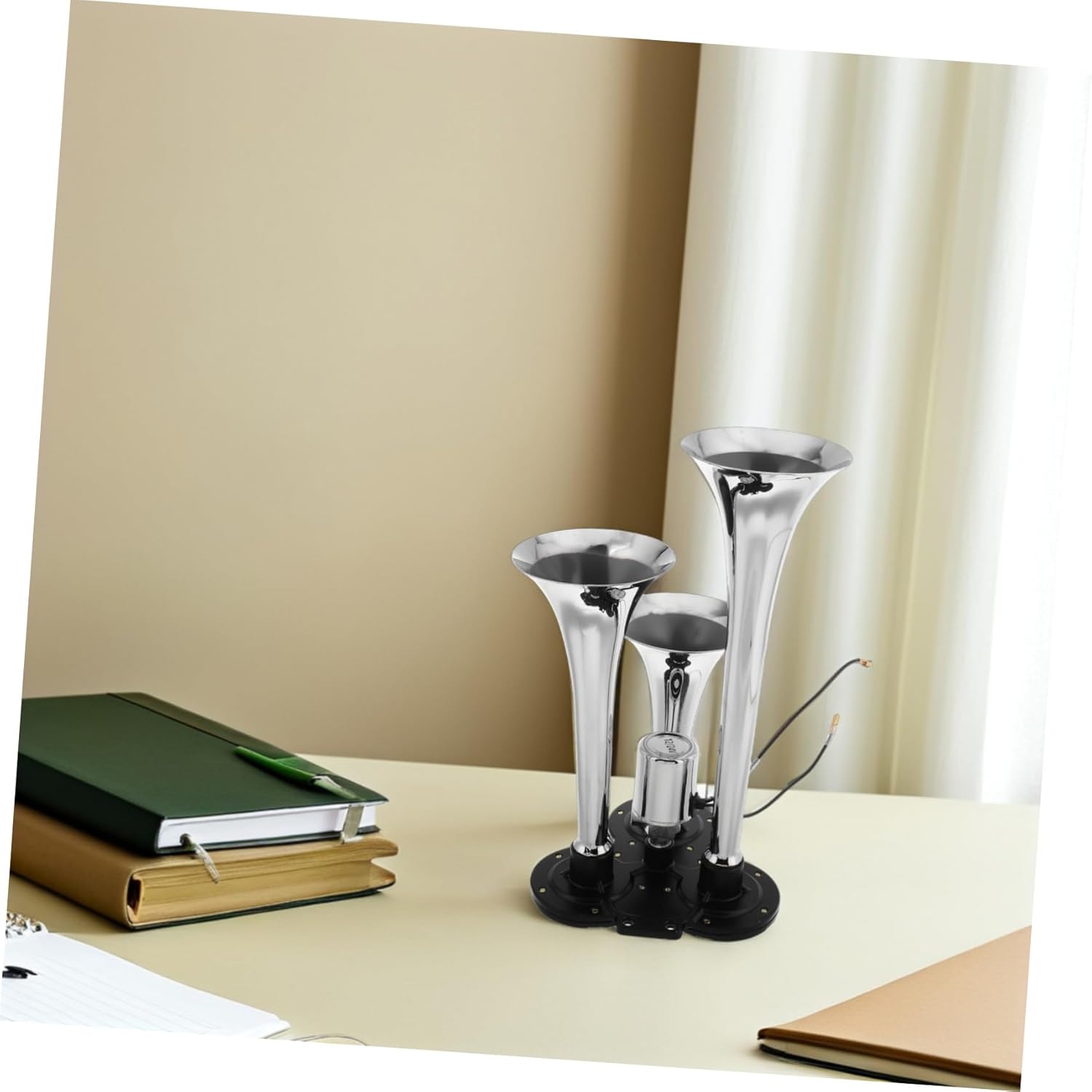 OUNONA Loud Triple Trumpet Electric Air Horn for Vehicles Compatibility for Cars Trucks Motorcycles and Trains System