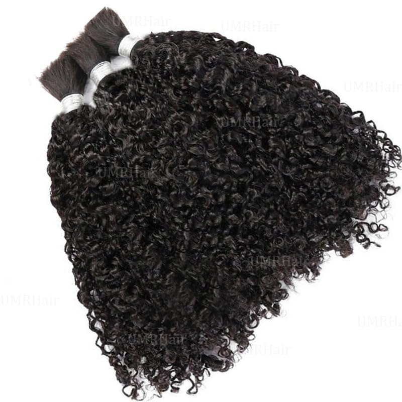 10inch Curly Virgin Human Hair Bulk for Braiding No Weft Micro Braids Brazilian Remy Human Hair Bulk Extension 100g/Bundle Natural Black Weaving Extensions 1Bundle