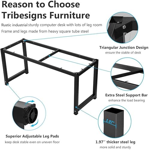 Miniatura 225 de Tribesigns - Escritorio para computadora, escritorio de oficina grande de 63 pulgadas, mesa de estudio, estación de trabajo para oficina en casa,