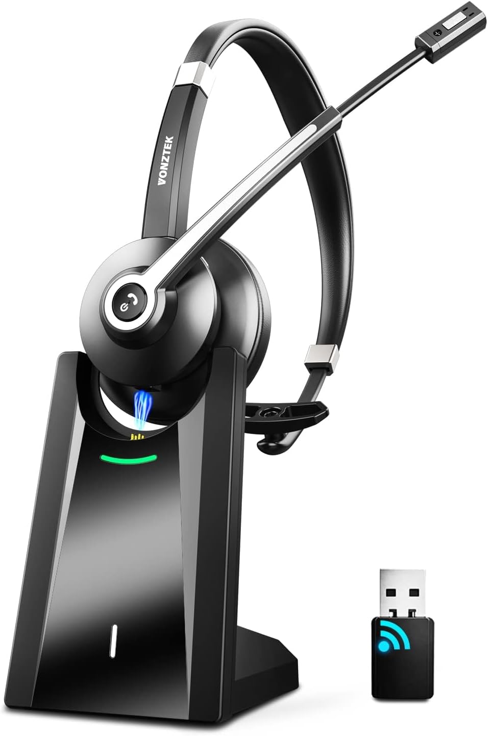 Vonztek Wireless Headset With Microphone Noise Cancelling, Headset With