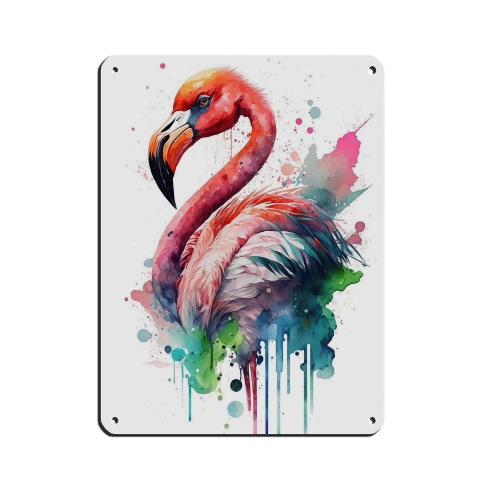 Watercolor Flamingo, Art Poster Tin Sign Vintage Metal Pub Club Cafe Bar Home Wall Art Decoration Poster Retro 12x16inch(30x40cm)