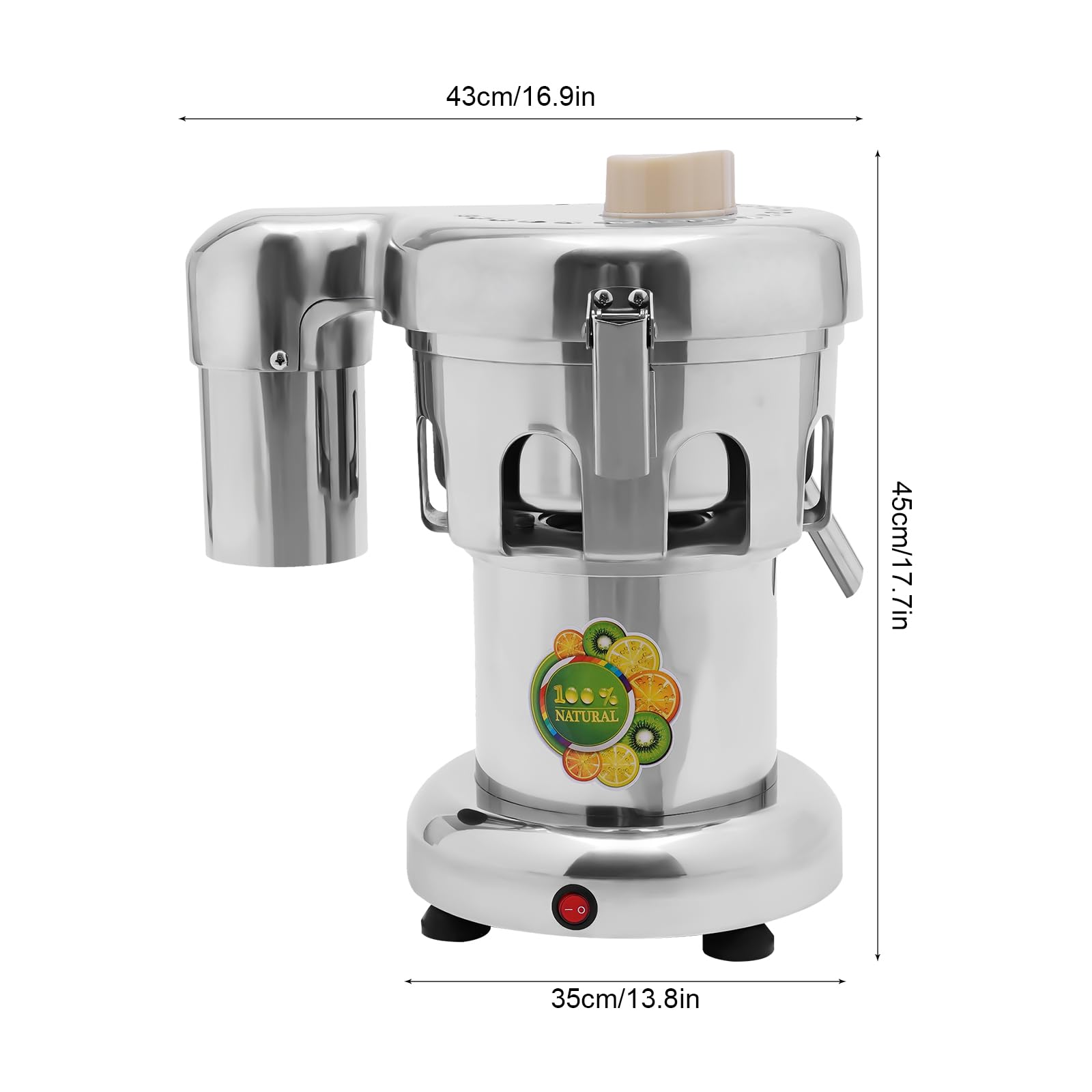 Exprimidor eléctrico de 370 W con separador de orujo, exprimidor de acero inoxidable 2800 rpm de alto rendimiento, fácil de limpiar, diseño desmontable para frutas, verduras, hogar, oficina