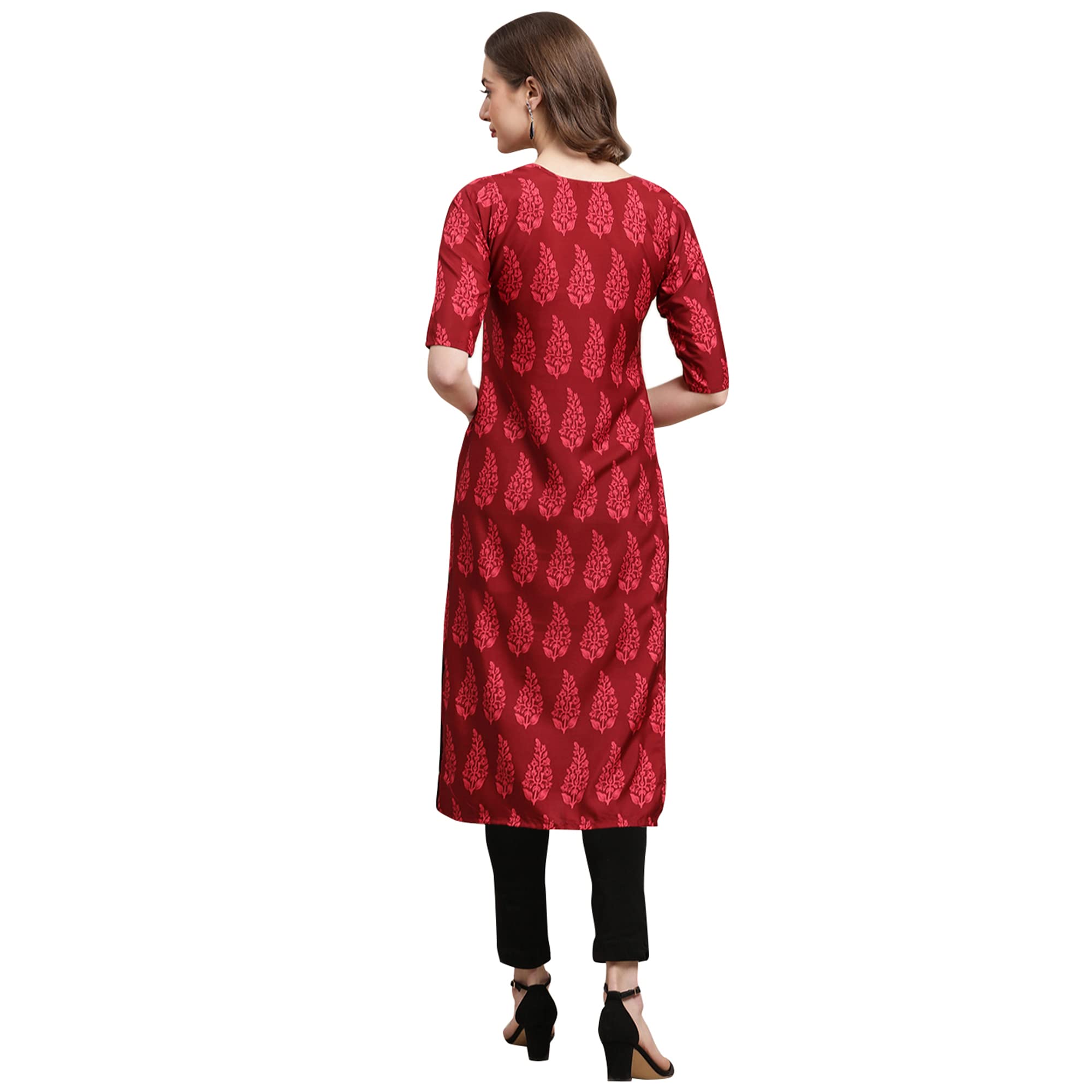 Pinkmint Women's Crepe Digital Print Straight Kurta Pack Of 6 [Cr-369-337-341-368-353-329-Xxl]