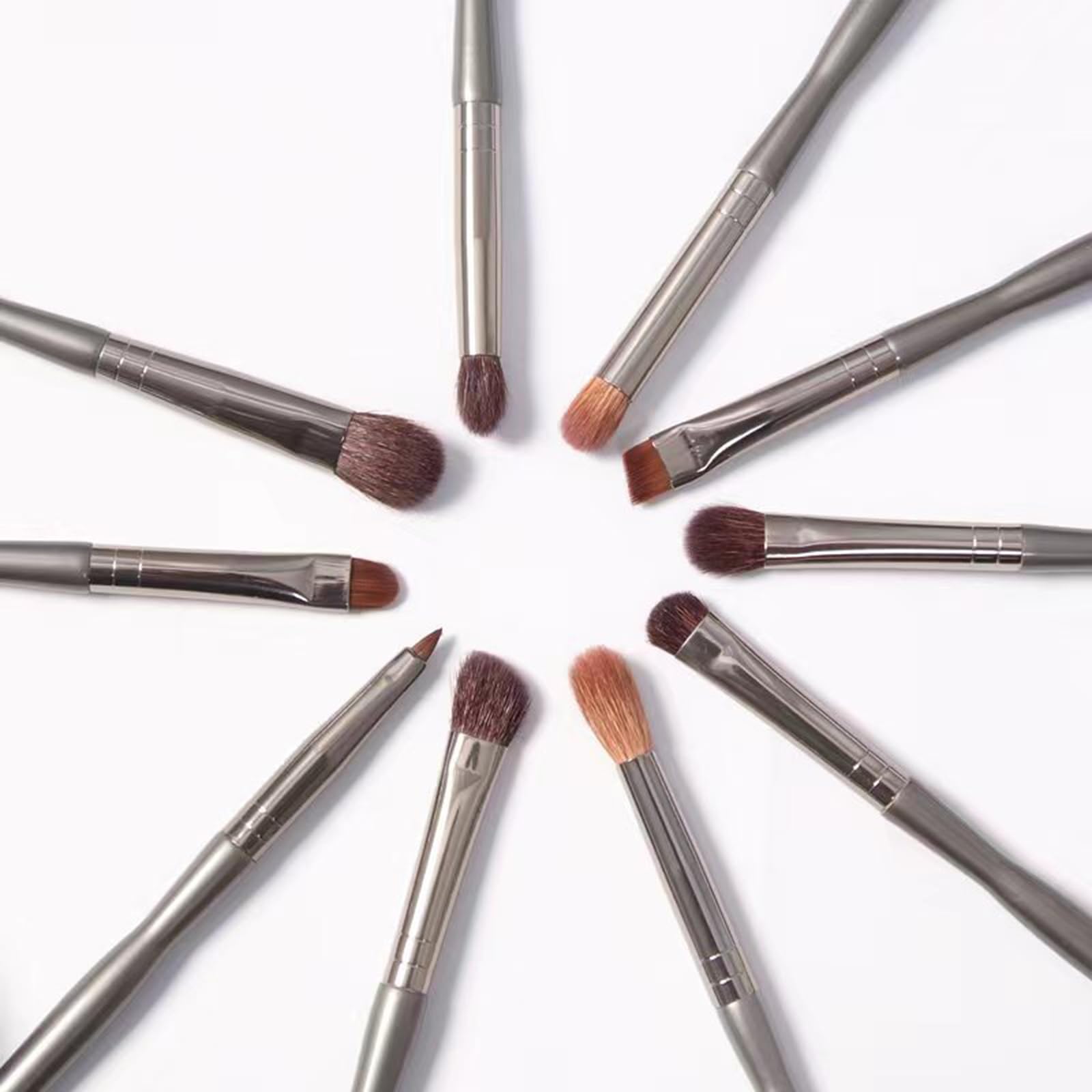 10 Eyeshadow Brushes Set Soft Hair Eye Detail Brush Smudge Brush Portable Makeup Brush for Beginners (8 brush set)