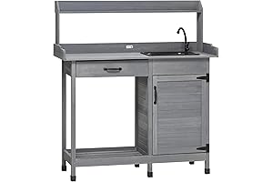 Outsunny Outdoor Prep Table with Sink