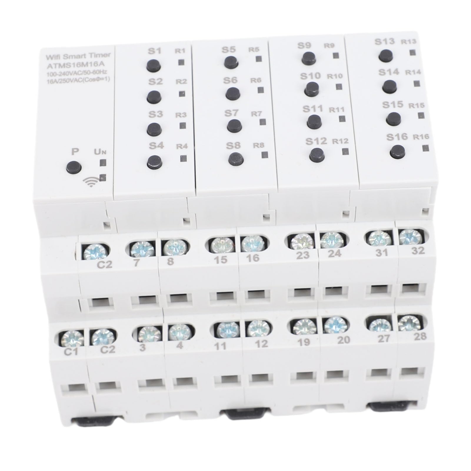 FTVOGUE Interruptor Inteligente por Voz 16A, Temporizador de 16 Canales, | Gestionado por aplicación, soporte de sincronización de cuenta regresiva, material ABS duradero, capacidad multiusuario,