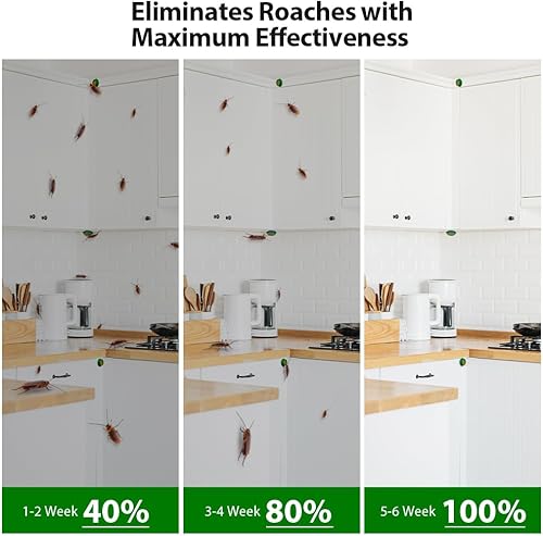 Miniatura 6 de Paquete de 32 estaciones de cebo de gel para cucarachas en interiores, potente mata cucarachas en interiores para infestación de cucarachas, cebo de
