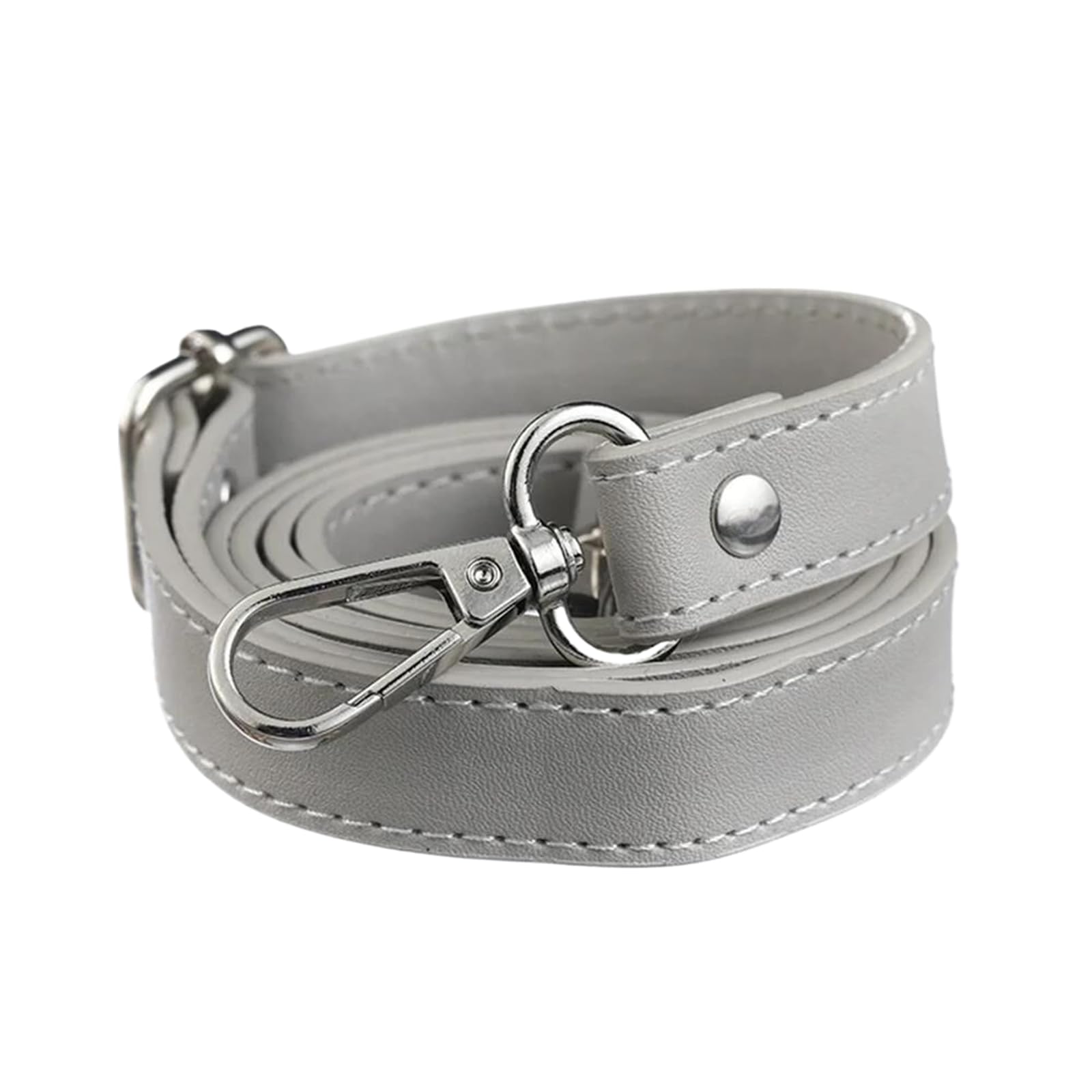 Tracolla Universale Regolabile In Pelle PU Per Borsa – Larga 3,8 Cm, Lunghezza 80-130 Cm, Con 2 Moschettoni, Colore Grigio – Cinghia Di Ricambio - 2