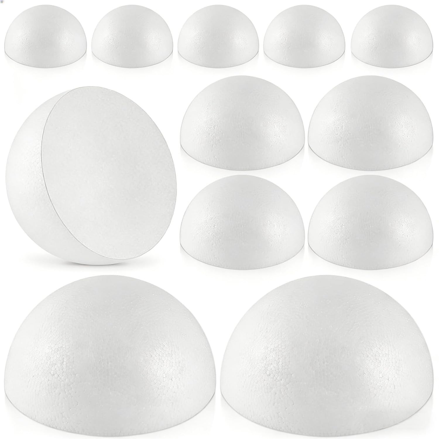 Zheigaoxea Half Foam Balls for Crafts, 10 Pack Multi-Size Smooth Polystyrene Half Round Foam Craft Ball for Floral Arrangements, Wedding, School Projects, DIY Ornaments, Holiday Decor (6”, 4”, 3”)
