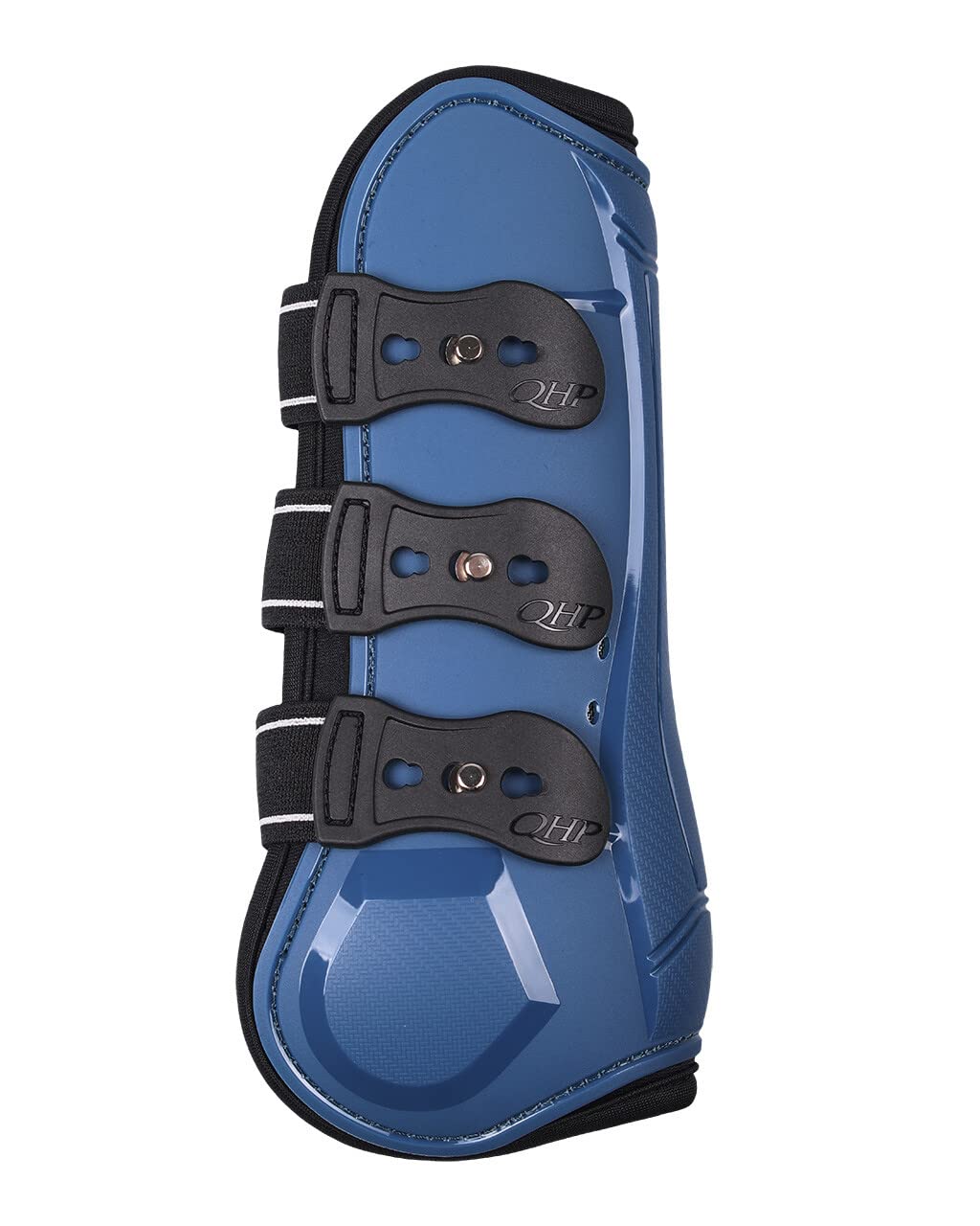 Guêtres QHP Champion poney bleu acier avec fermeture rapide élastique