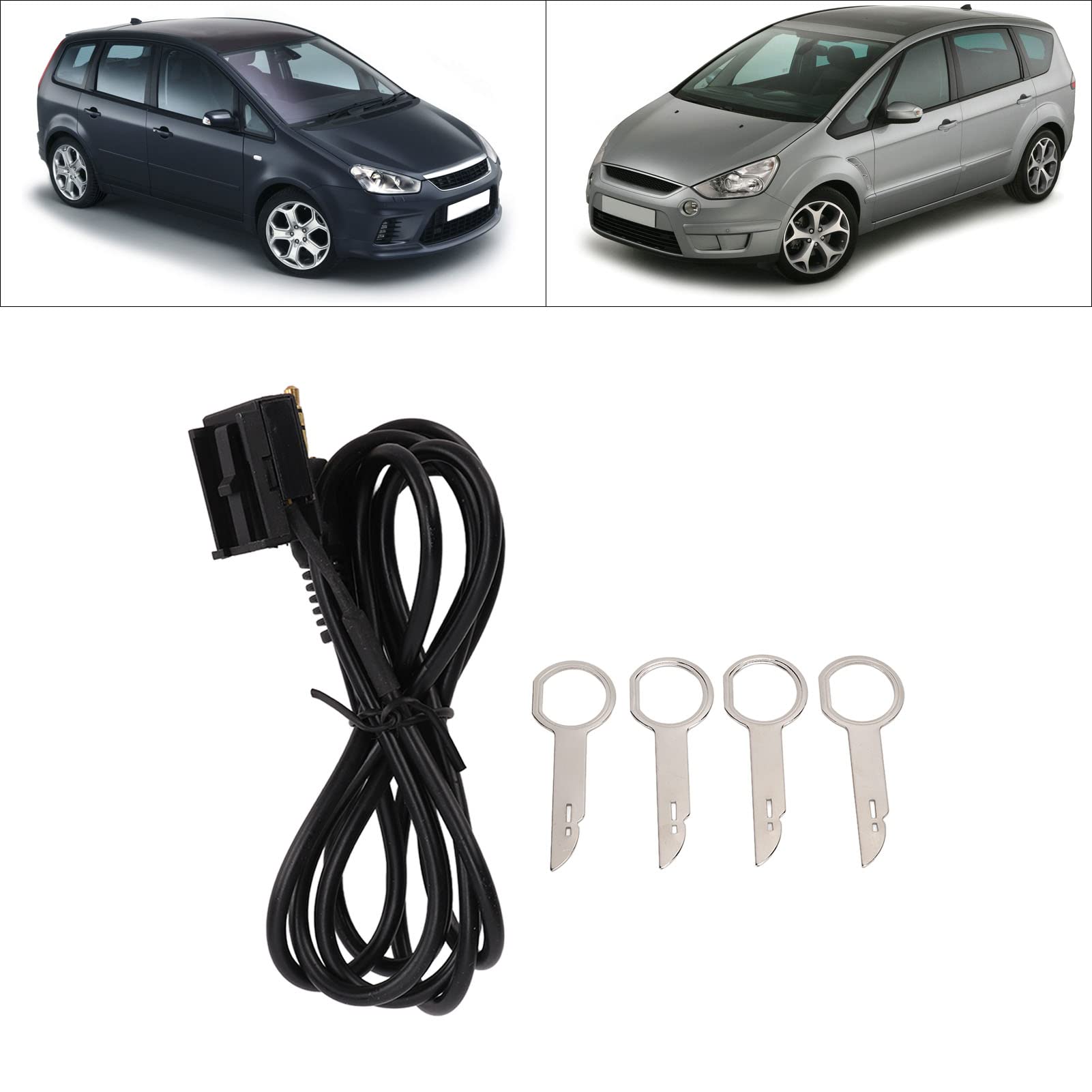 VGOL AUX Kabel Adapter Auto Audio Kabel 6000CD Compatibel met Ford Focus/ Mondeo/Fusion/Fiesta/Gala-xy/Transit met CD Removal Tool Sleutels