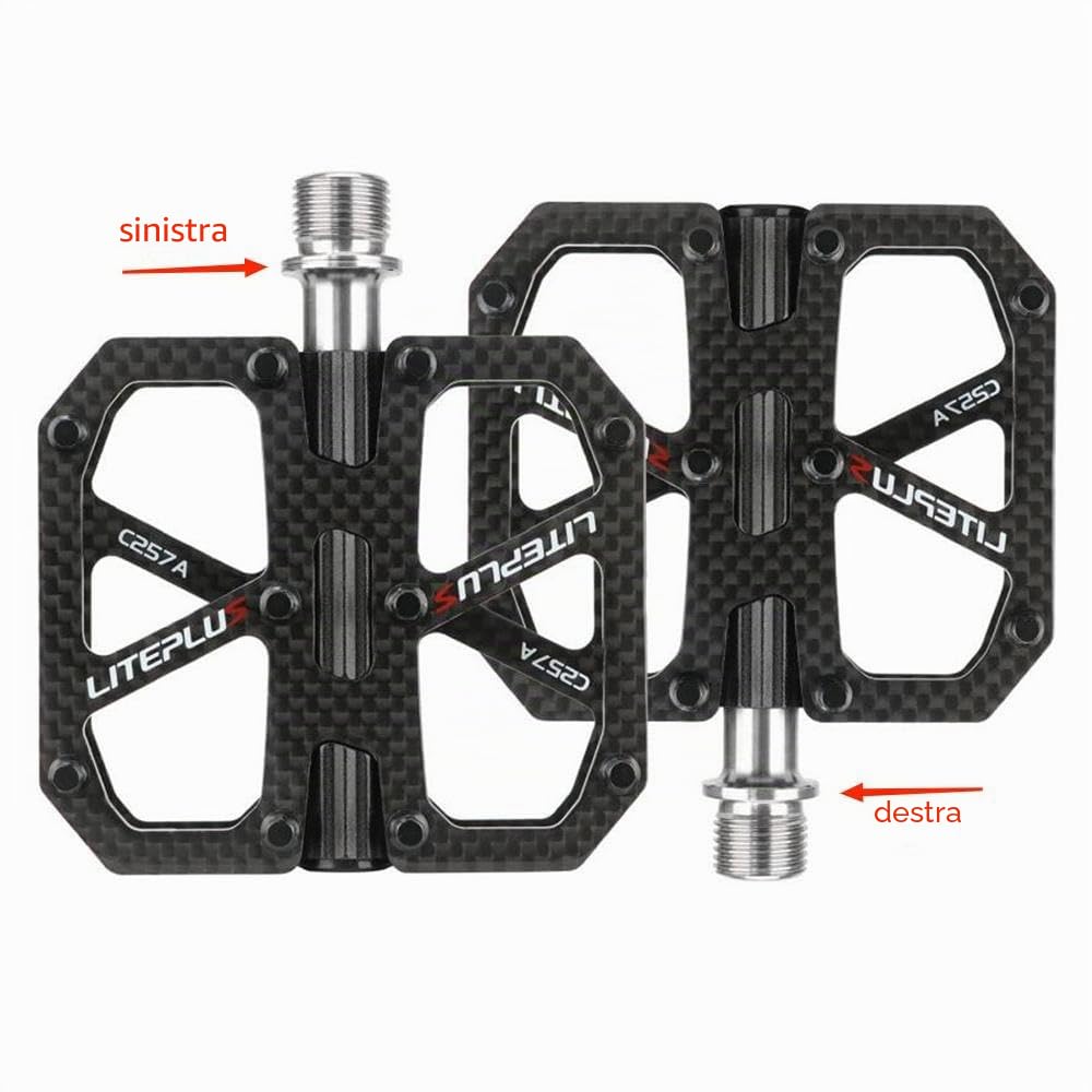 Pedali Mountain Bike Asse Titanio Bicicletta Pedale In Carbonio Antiscivolo Leggero 3 Cuscinetti Pedali Della Bicicletta 9/16 "BMX Bici Da Strada Pedale Piatto