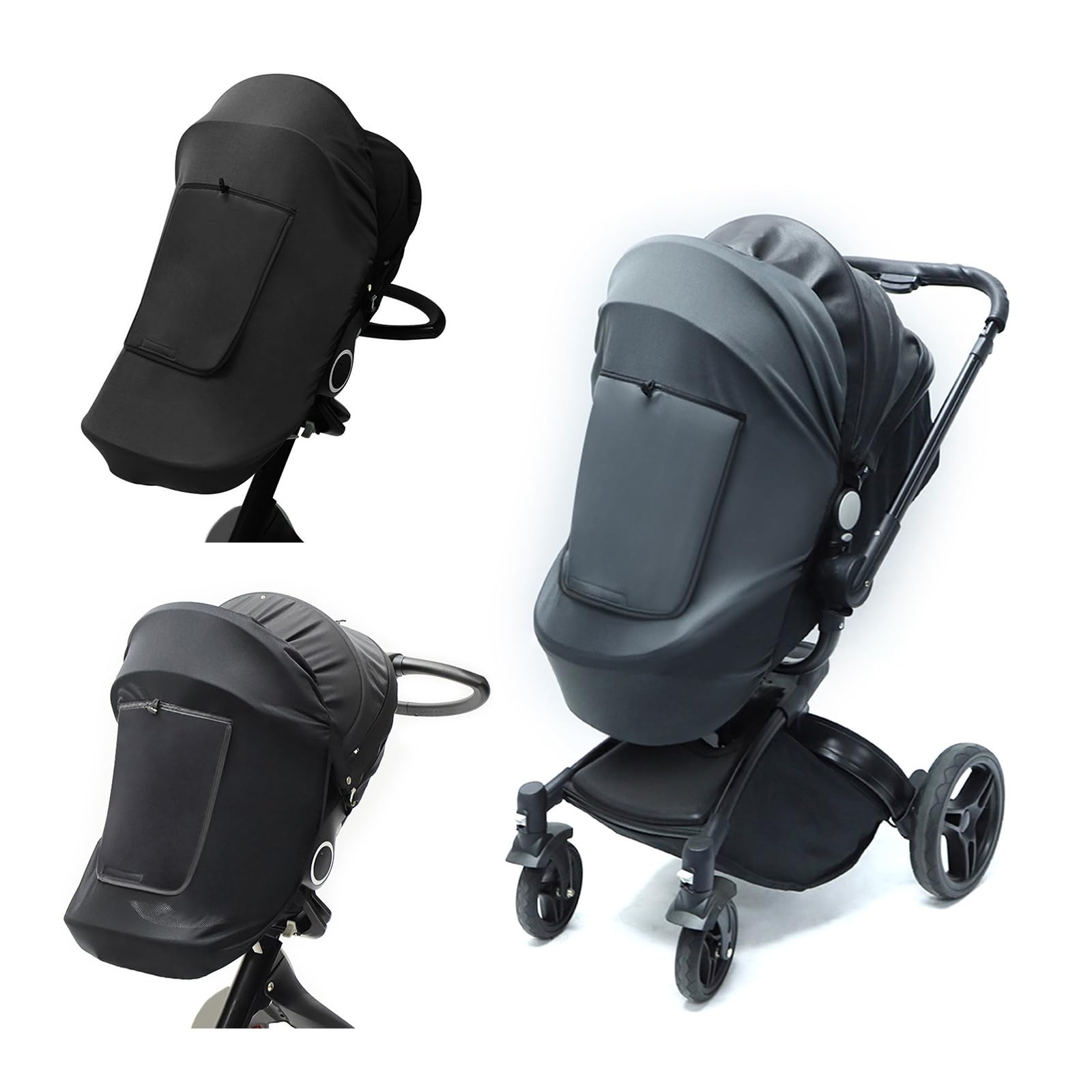 Sun-Protection UPF50+ Pram Sunshade Elastic Stretchy Pushchair Sun Parasol Rainproof