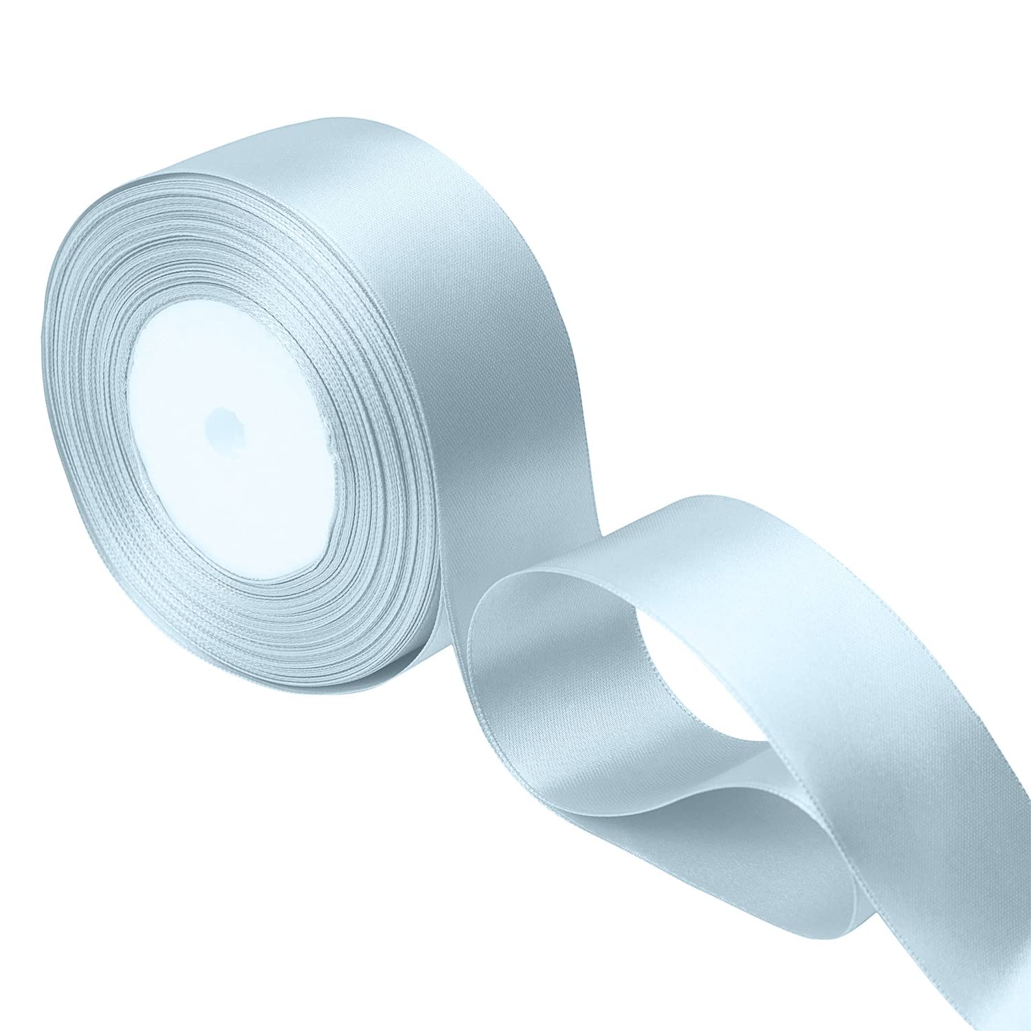 Trimming Shop 25mm Double Sided Satin Ribbon 25 Metres Roll - 100% Polyester Craft Ribbon for Gift Wrapping, Bow Making, Sewing, Wedding Decoration, Hair Accessories & DIY Crafts, Blue Vapour — image 1