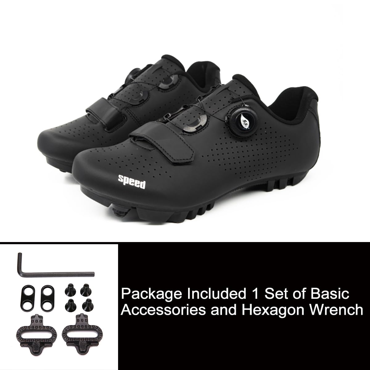 Hixingo Zapatilla de Ciclismo Hombre, Zapatos Bicicleta de Montaña Exterior MTB Compatibles con SPD Lock System, Zapatillas de Ciclismo Unisex Adulto Respirables