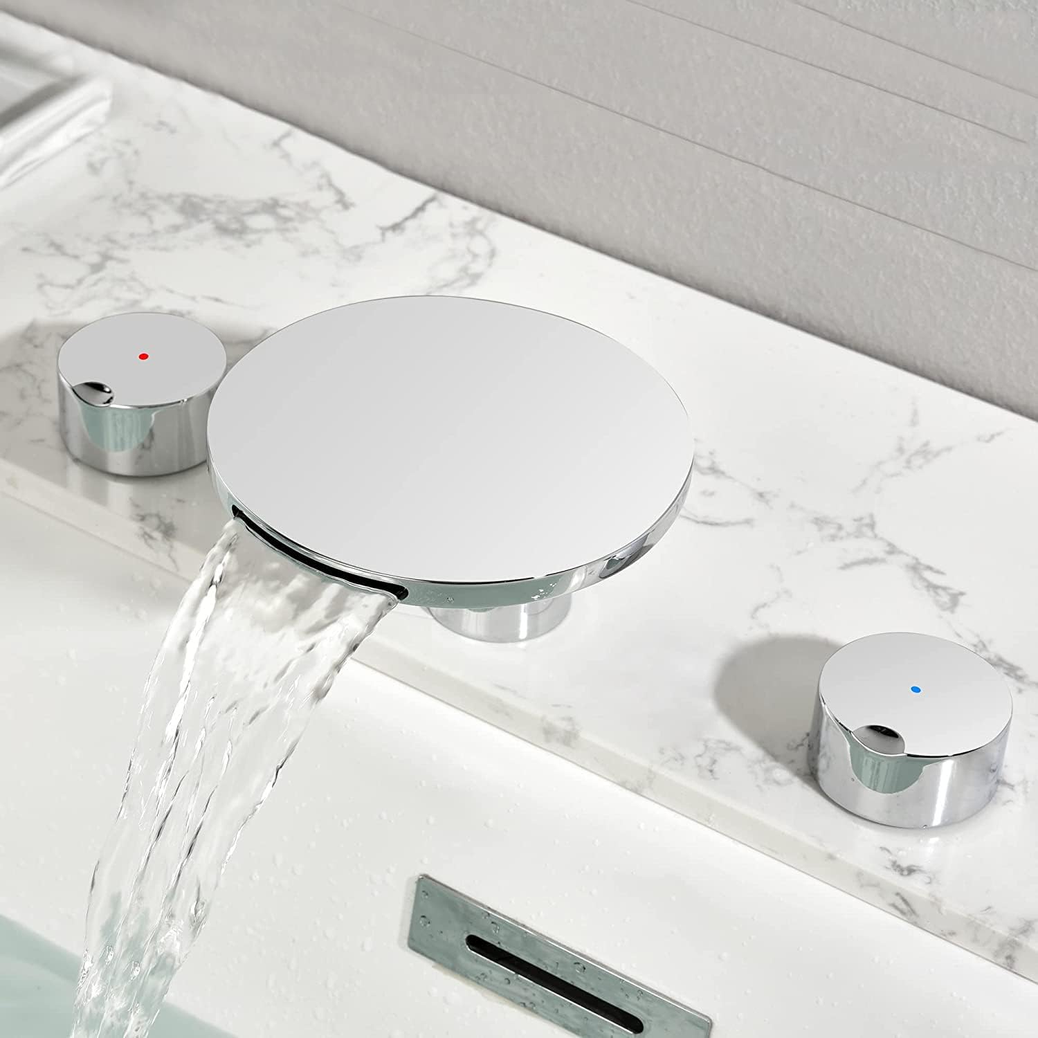 Wathels Moon Waterfall Bathroom Tub Filler,Bathtub Faucet 3 Holes,Deck