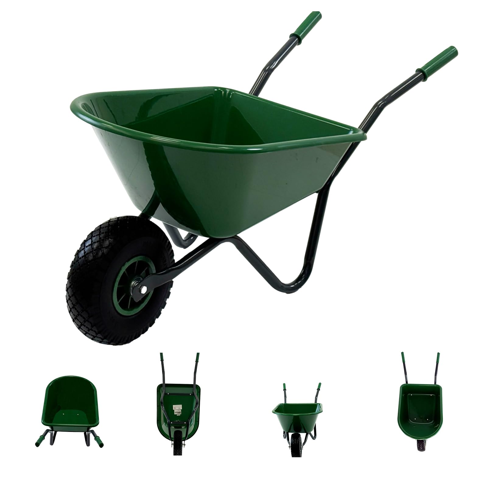 TRUTZHOLM Kinderschubkarre Uni 3,6 kg 40 kg Traglast Stahl Kunststoff grün Vollgummirad Schiebkarre Gartenkarre (Uni I grün)
