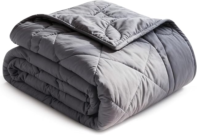 JOLLYVOGUE Couverture pondérée 20lbs, 60'x80'' Couverture de refroidissement pondérée Reine avec perles en verre premium- Gris foncé