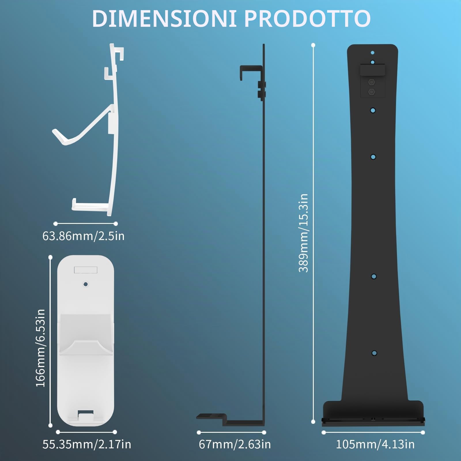 Staffa di montaggio a parete in acciaio compatibile con PS5 Pro/Slim/PS5, stabile supporto da parete in metallo per PS-5 con supporto per controller e gancio per cuffie, nero
