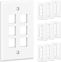 Vista 10 de [UL Listed] Cable Matters - Juego de 10 placas de pared de perfil bajo de 4 puertos Keystone, placa de pared RJ45 para tomas Keystone en blanco