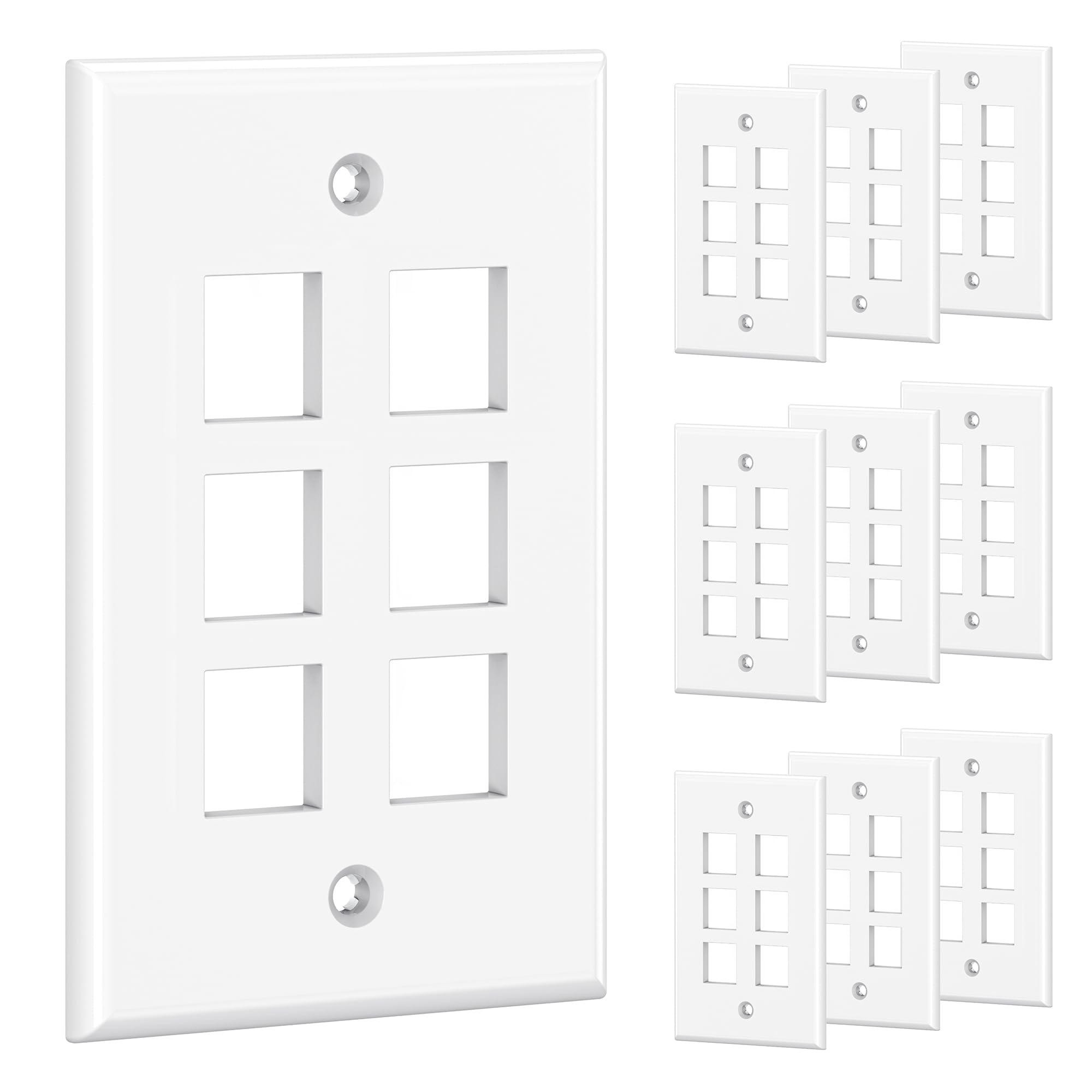 [UL Listed] Cable Matters 10-Pack Low Profile 6-Port Keystone Wall Plate