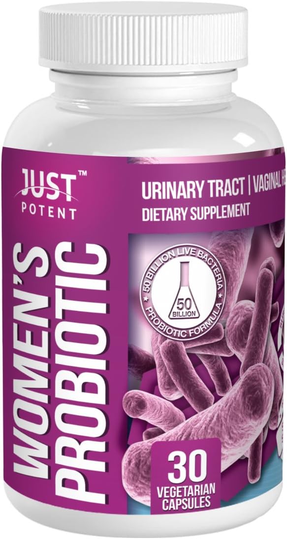 Just Potent Women's Probiotic Supplement :: 50 Billion CFUs :: Urinary Tract Support and Vaginal Health :: 7 Strains :: Shelf Stable :: Survives Stomach Acid :: 30 Vegetarian Capsules for 1 Month Supply