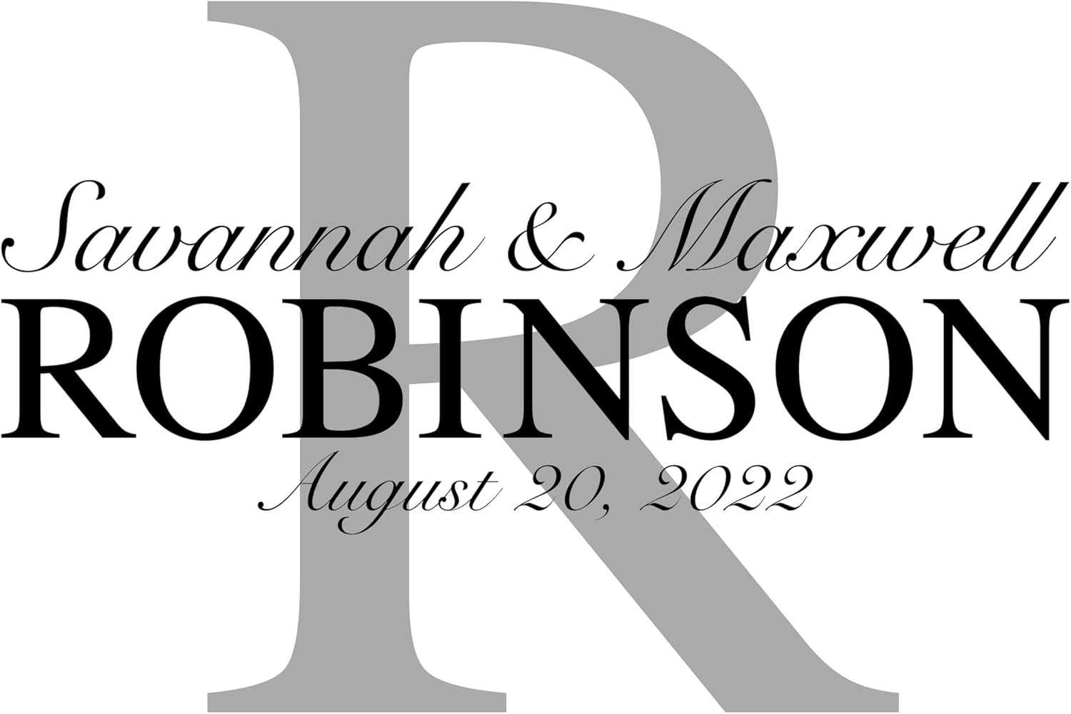 Custom Classic Monogram Vinyl Wall Sticker, Wedding Reception Dance Floor Decal, 30 Colors & Several Sizes
