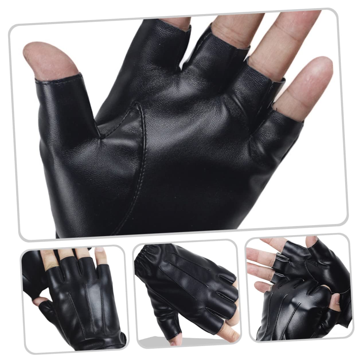 Mipcase Guanti Da Ciclismo A Mezze Dita Guanti Da Bici Da Pesca Senza Dita In Pizzo Da Fitness In Cashmere Da Fitness In Pelle Coprimani Sportivi Neri