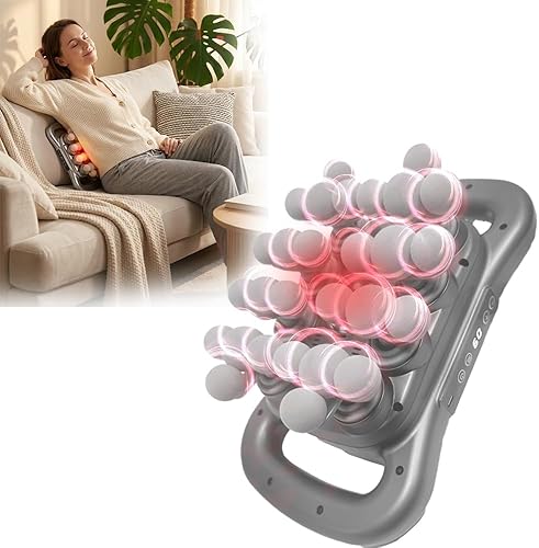 Pistola de masaje silenciosa de 28 cabezas con terapia de luz roja, masajeador de percusión de tejido profundo de 9 velocidades para atletas,