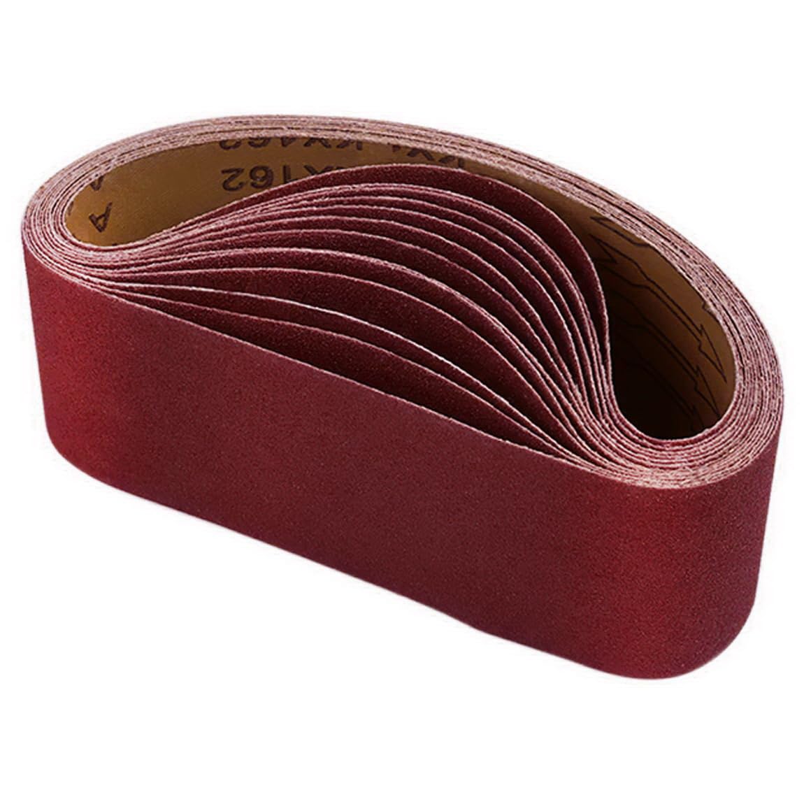 4in x 24in Sanding Tapes Sanding Belts,10-Pack Grits 60# to 800# Size 100mmx610mm Derusting Polishing Sanding Aluminum Oxide Sanding Belts (#240-10PCS)