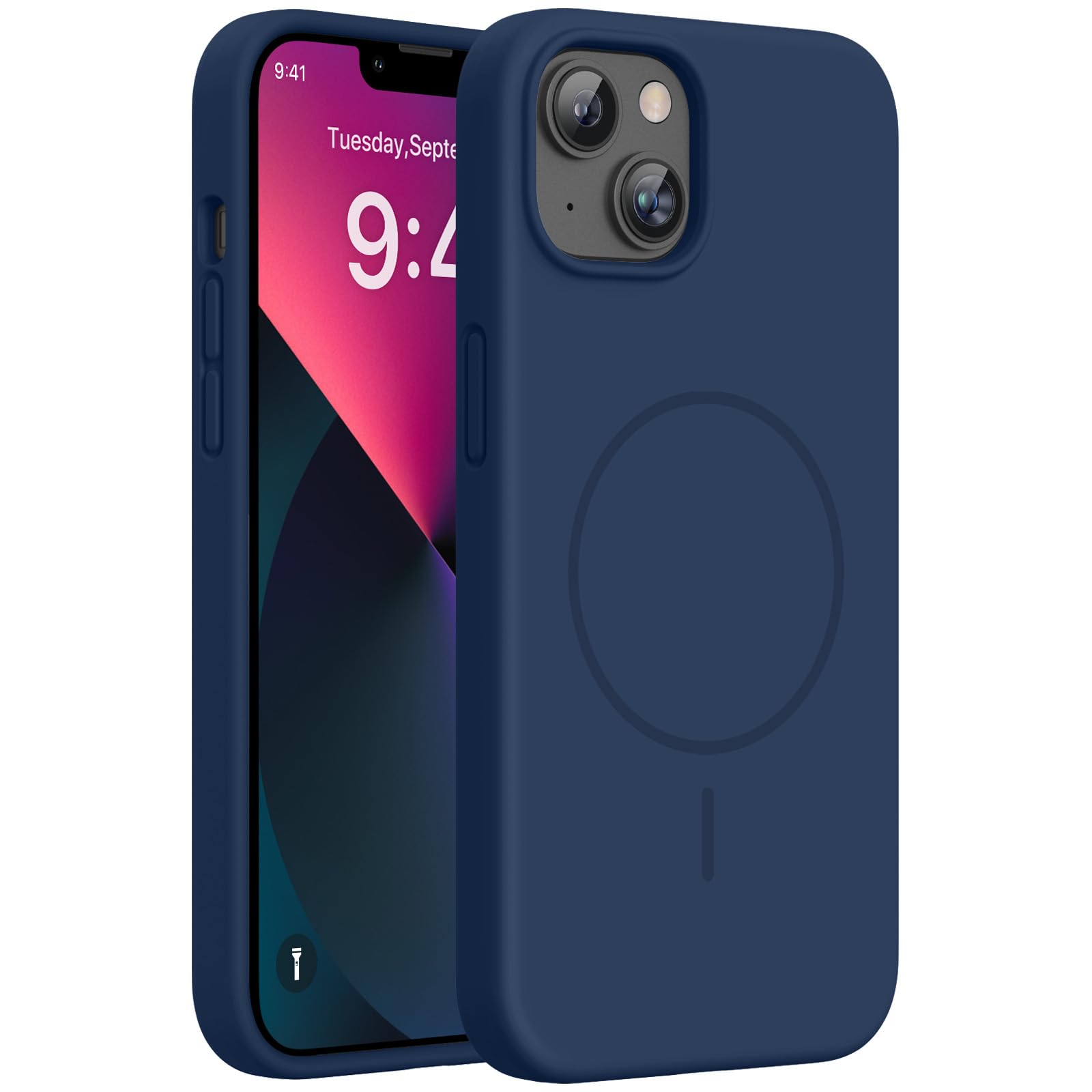 Miracase Silicone &amp; Magnetic for iPhone 13 Case, Dark Blue