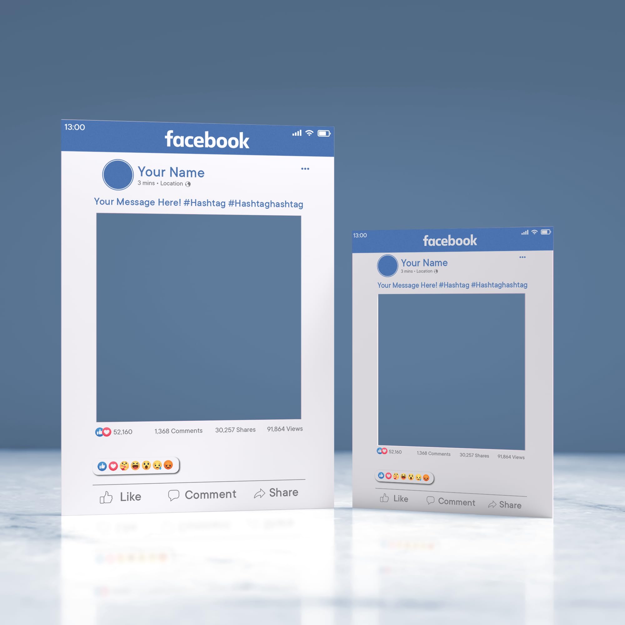 So Bespoke Blue Customisable Social Media Selfie Frame Bespoke Facebook Effect Personalised Party Decoration Ideal Wedding Gift