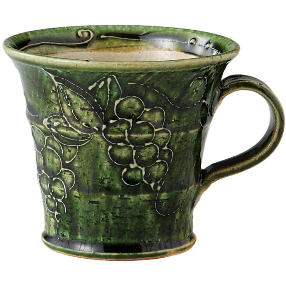 Mino Ware Oribe Grape Relief Coffee Mug 8.5oz Ceramic Artisan Made in Japan