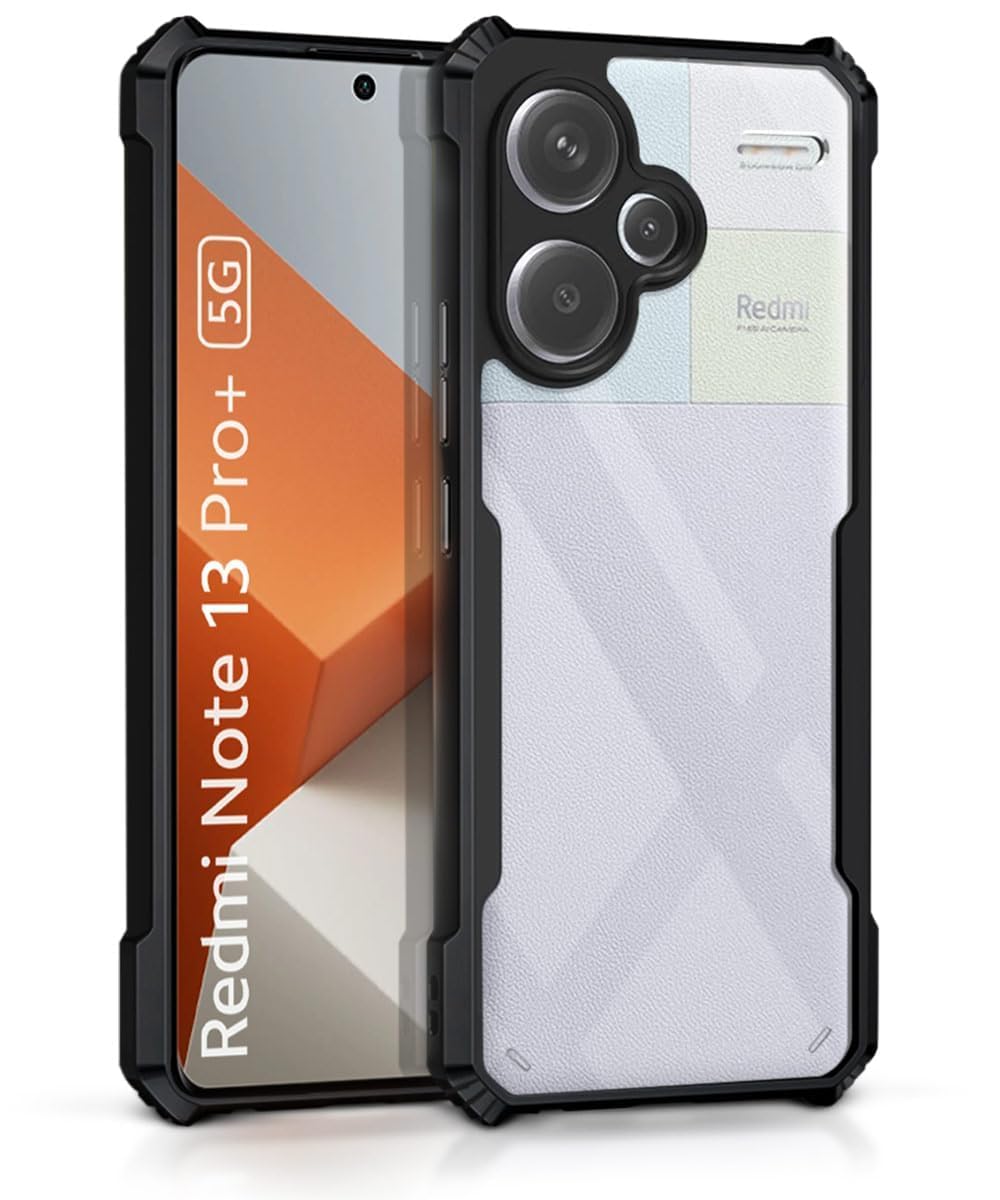 WOW IMAGINE Shock Proof Clear Protective Back Case for Xiaomi Mi Redmi Note 13 Pro Plus 5G – AirEDGE Technology | 360 Degree Camera Protection | Transparent Hybrid Back Case Mobile Cover – Black WOW IMAGINE Shock Proof Clear Protective Back Case for Xiaomi Mi Redmi Note 13 Pro Plus 5G – AirEDGE Technology | 360 Degree Camera Protection | Transparent Hybrid Back Case Mobile Cover – Black