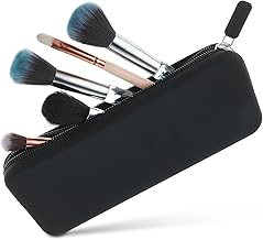 cobee Travel Makeup Brush Case with Silicone Zipper, Black, Travel Makeup Brush Case with Zipper