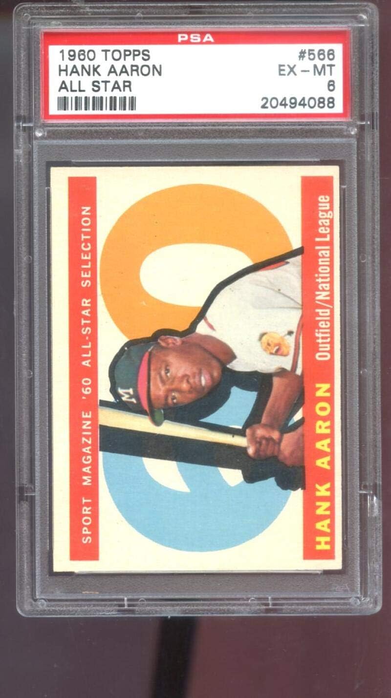 1960 Topps #566 Hank Aaron All Star Sport Magazine PSA 6 Graded Baseball Card