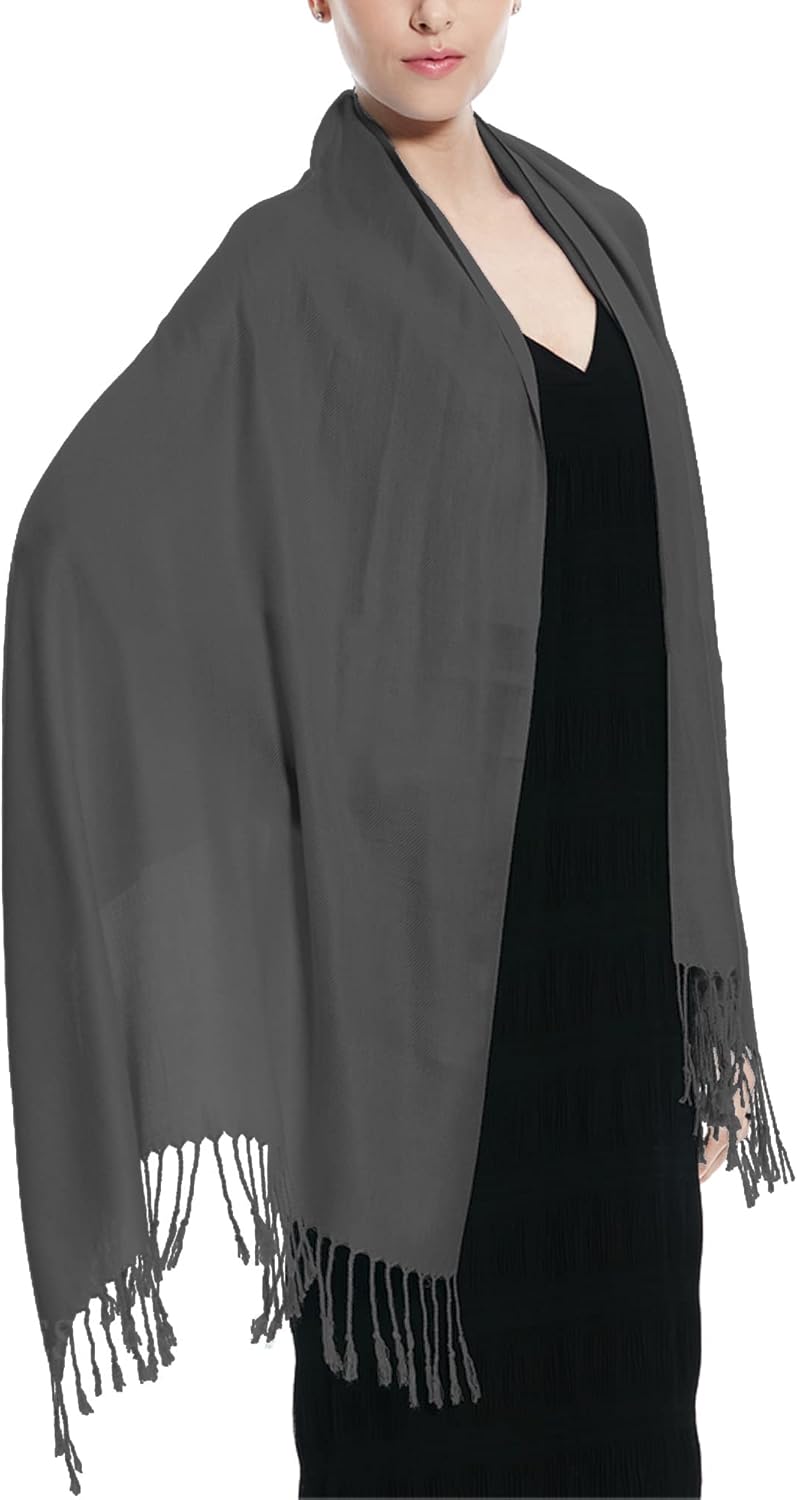 Glory Max Women Large Soft Silky Pashmina Shawl Wrap Scarf in Plain Solid Colors